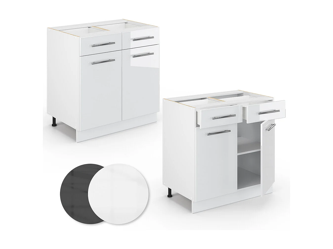 Mueble bajo de cocina blanco alto brillo 80x60x82 fame-line