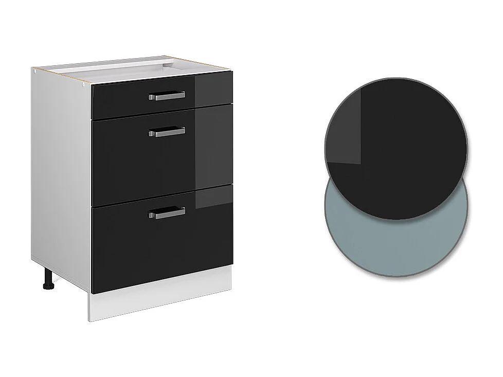 Mueble bajo de cocina negro brillo intenso 60x46x81.6 r-line