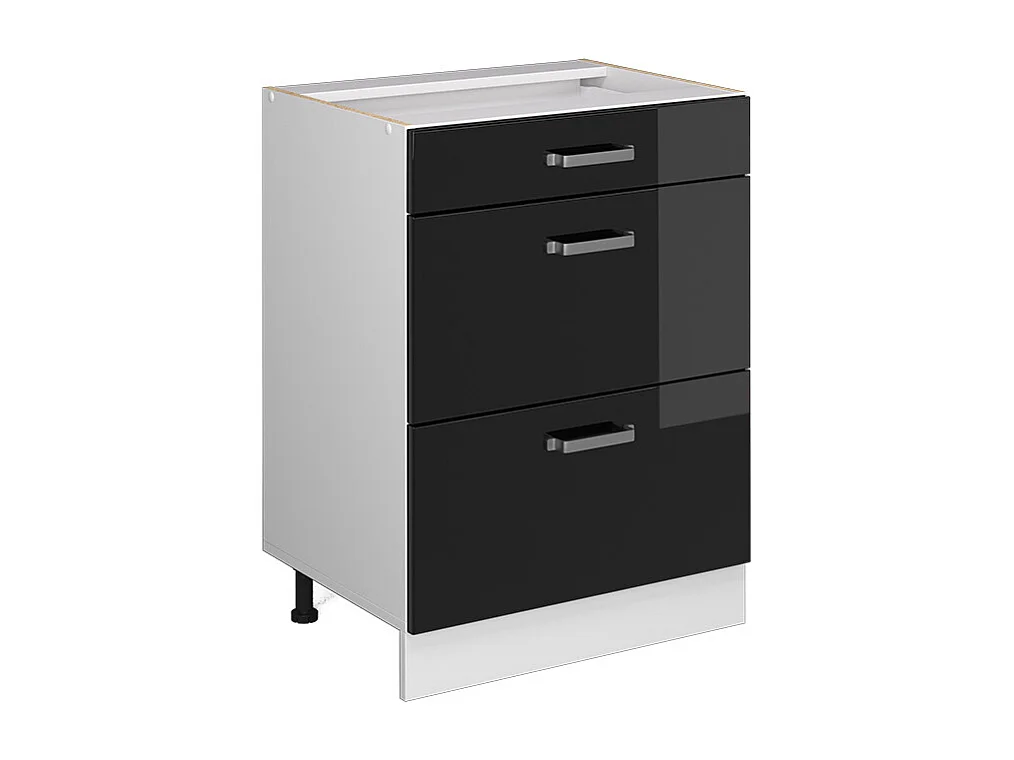 Meuble cuisine noir haute brillance 60x46x81.6 r-line