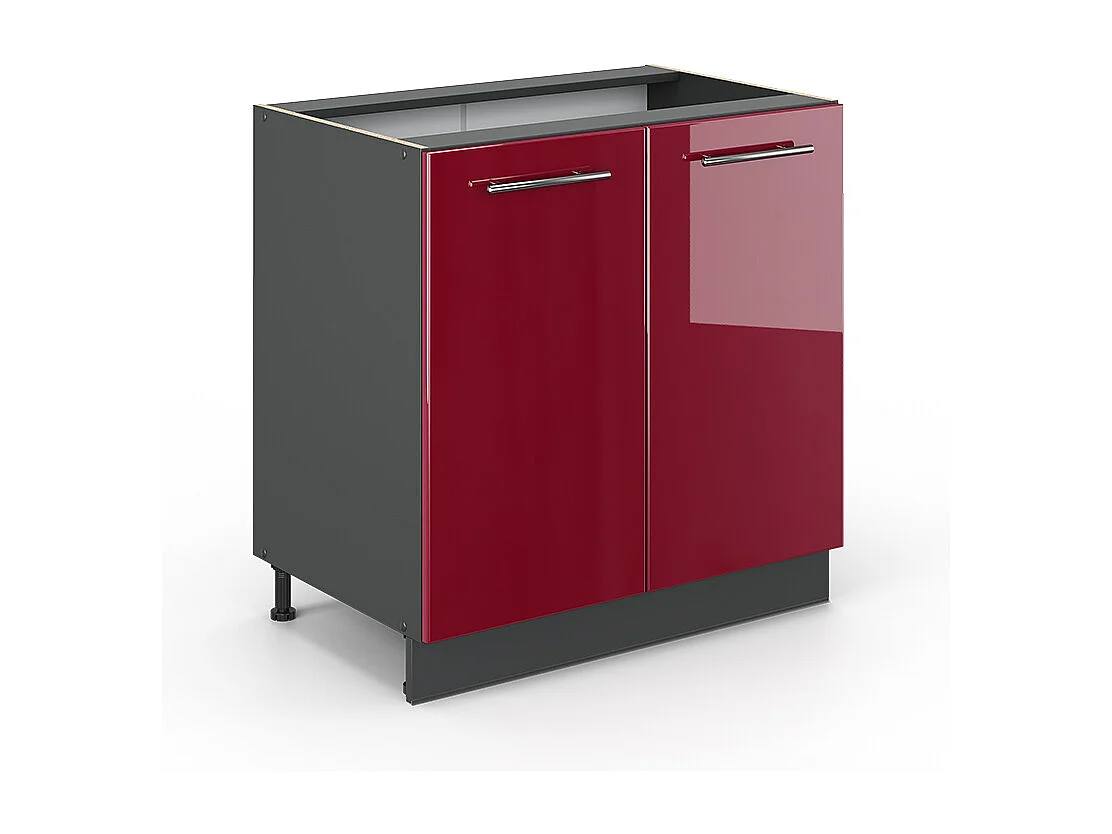 Armario bajo para fregadero rojo burdeos alto brillo 80x51.6x82 fame-line