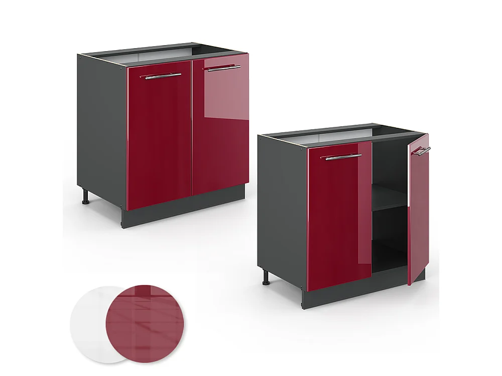 Kitchen base cabinet bordeaux high gloss/anthracite 80x51.6x82 fame-line