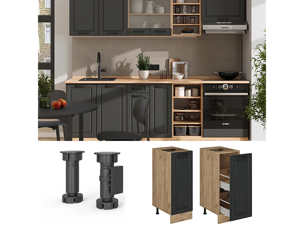 Meuble de cuisine anthracite campagne 30x46x81.6 r-line