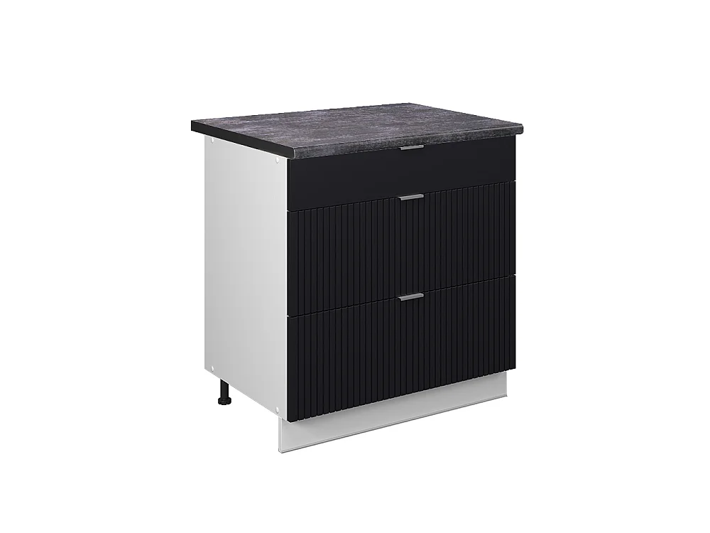 Meuble cuisine noir rayé 80x60x82 fame-line