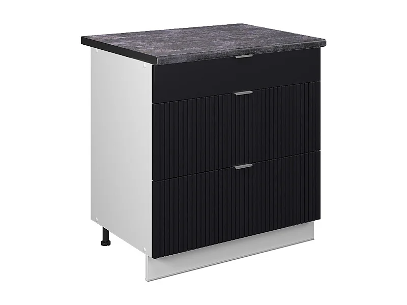 Meuble cuisine noir rayé 80x60x82 fame-line