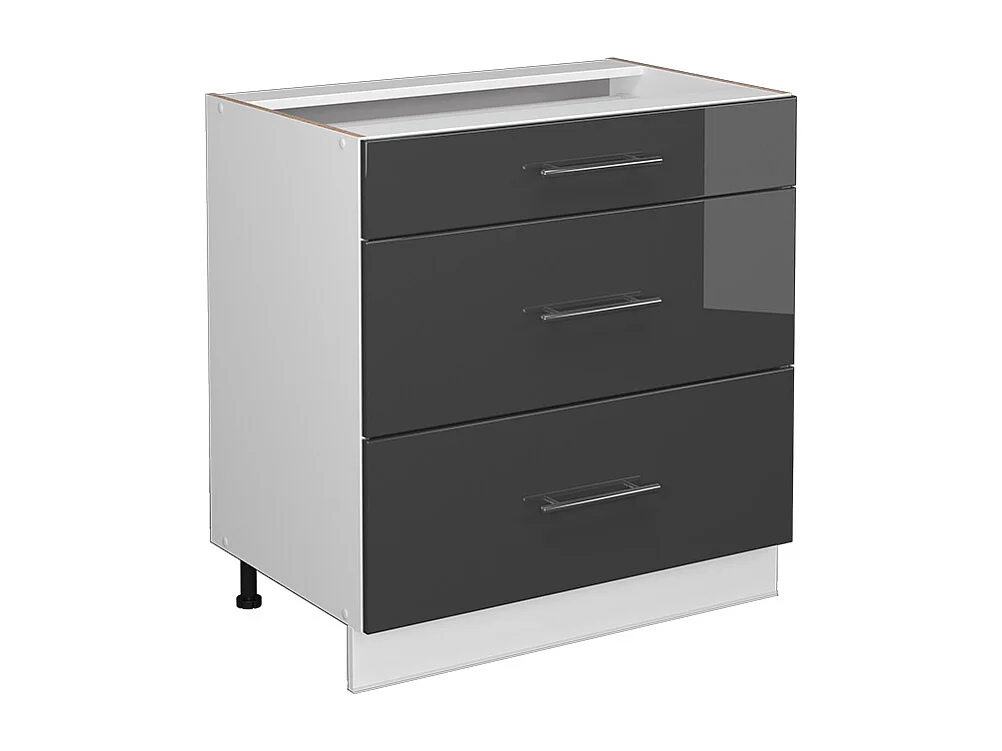 Meuble cuisine anthracite haute brillance 80x51.6x82 fame-line