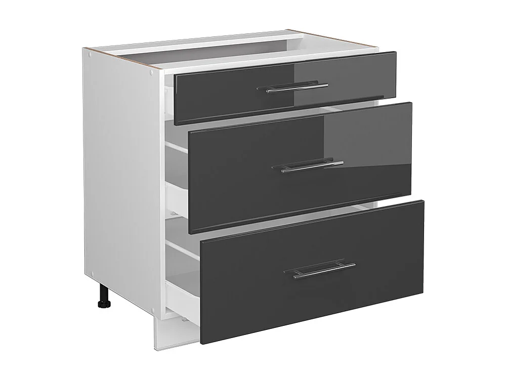 Meuble cuisine anthracite haute brillance 80x51.6x82 fame-line