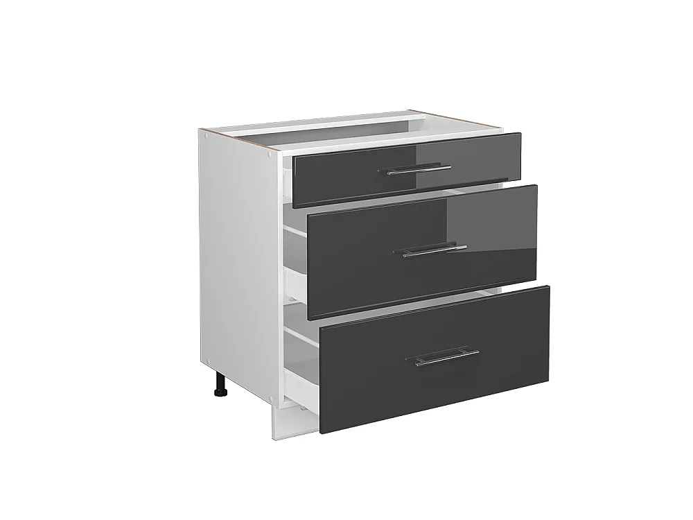 Meuble cuisine anthracite haute brillance 80x51.6x82 fame-line