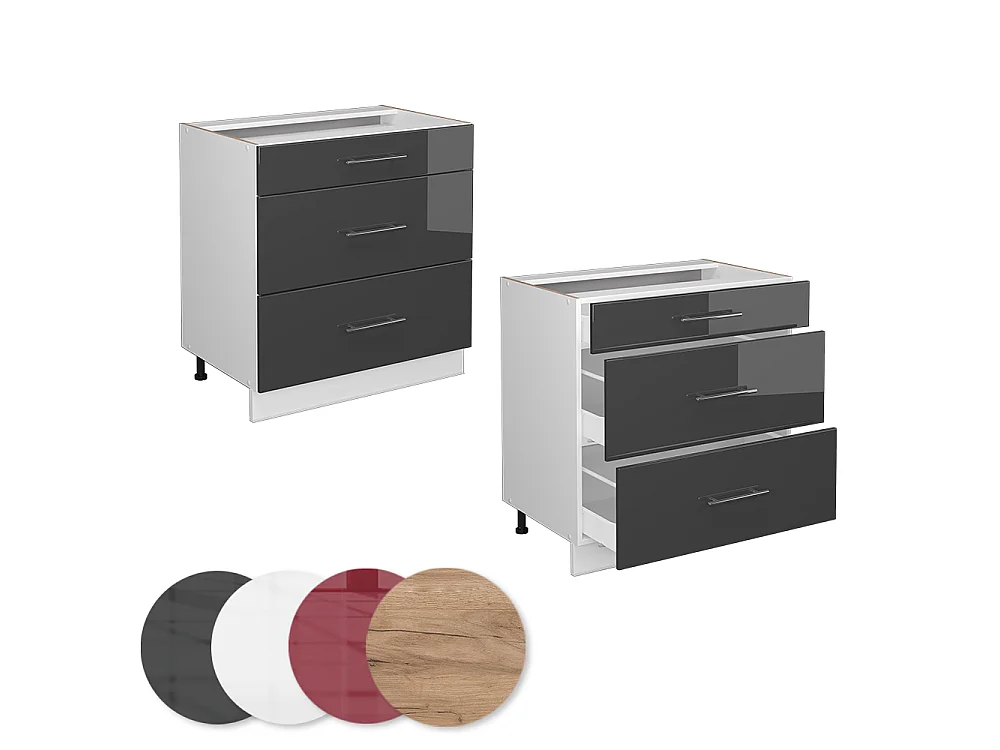 Meuble cuisine anthracite haute brillance 80x51.6x82 fame-line