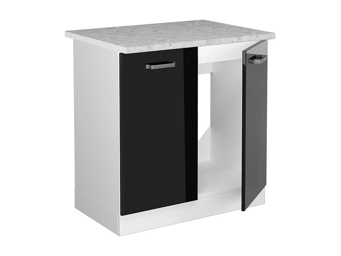Armario bajo para fregadero negro brillo intenso 80x60x81.6 r-line