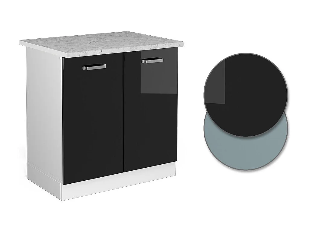 Meuble bas sous-évier noir haute brillance 80x60x81.6 r-line