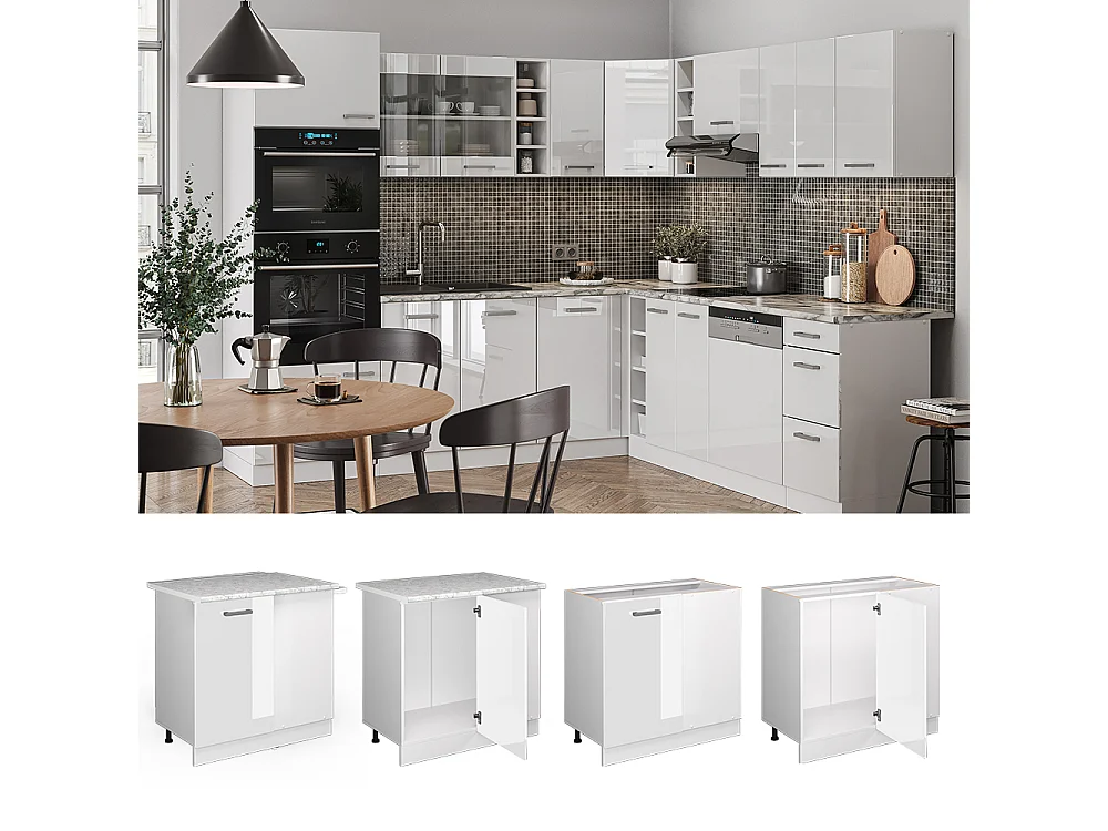 Armario de esquina blanco alto brillo 86x60x81.6 r-line