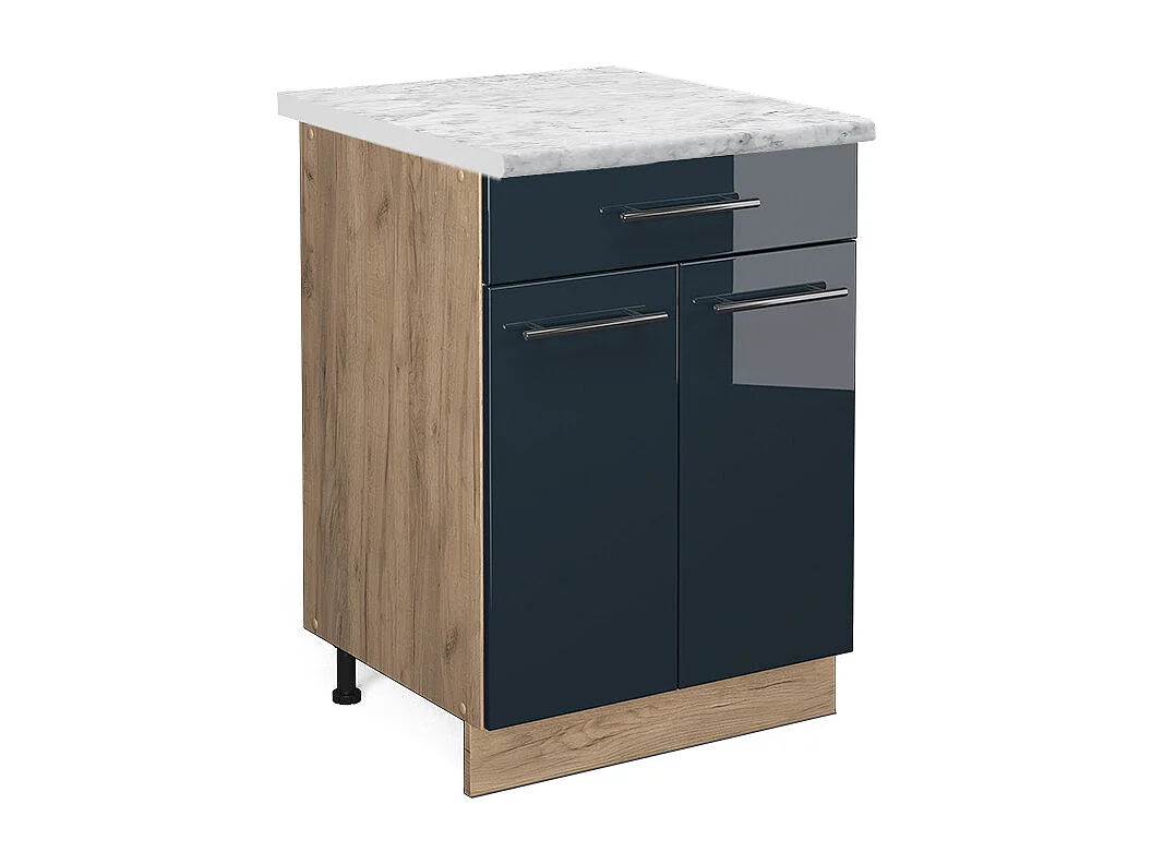Mobiletto base per cucina blu scuro lucido 60x60x82 fame-line