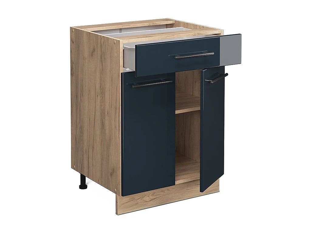 Mobiletto base per cucina blu scuro lucido 60x60x82 fame-line