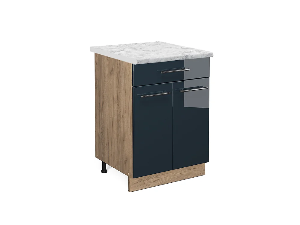 Meuble cuisine bleu foncé brillant 60x60x82 fame-line