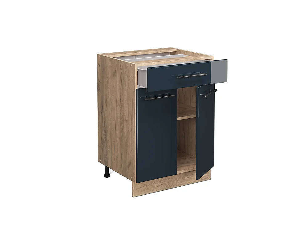 Meuble cuisine bleu foncé brillant 60x60x82 fame-line