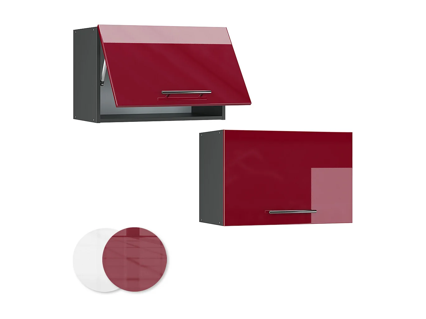 Elément haut de cuisine rouge bordeaux haute brillance 60x34.1x40 fame-line