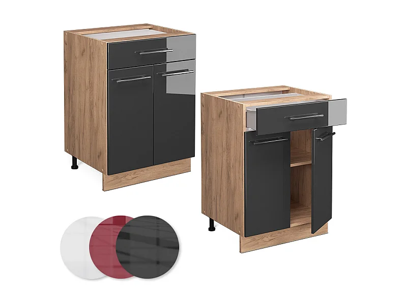 Keukenonderkast antraciet hoogglans 60x60x82 fame-line