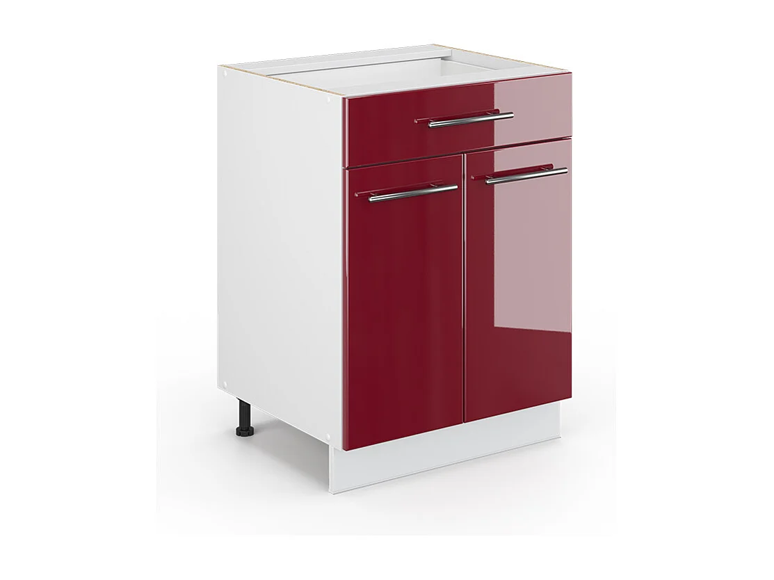 Mueble bajo de cocina rojo burdeos alto brillo 60x51.6x82 fame-line