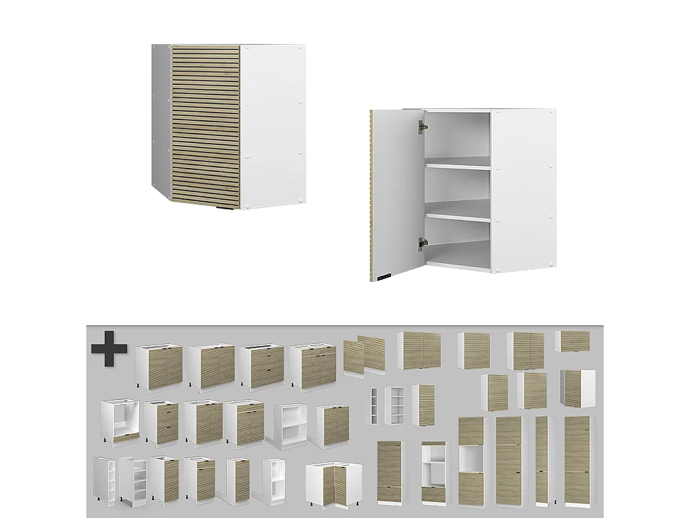 Hoek hangkast eiken paneel 57x34.1x72 fame-line