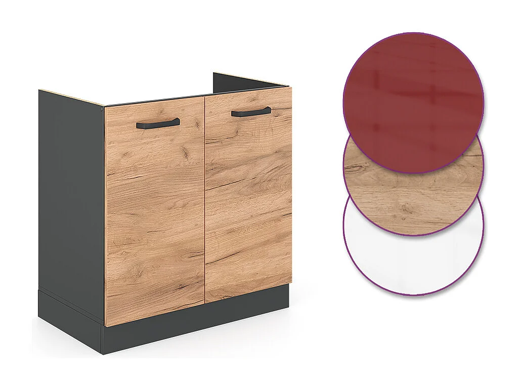 Spülenunterschrank goldkraft eiche 80x60x81.6 r-line