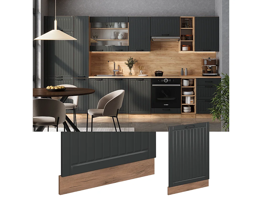 Façade de lave-vaisselle gris foncé 60x1.6x81.8 fame-line