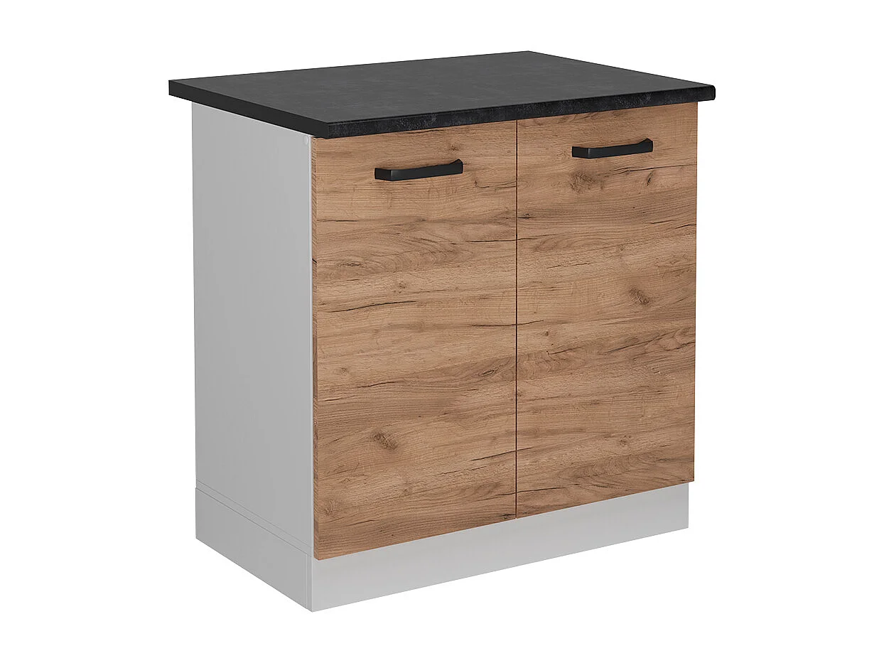 Meuble bas sous-évier chêne de force doré 80x60x81.6 r-line