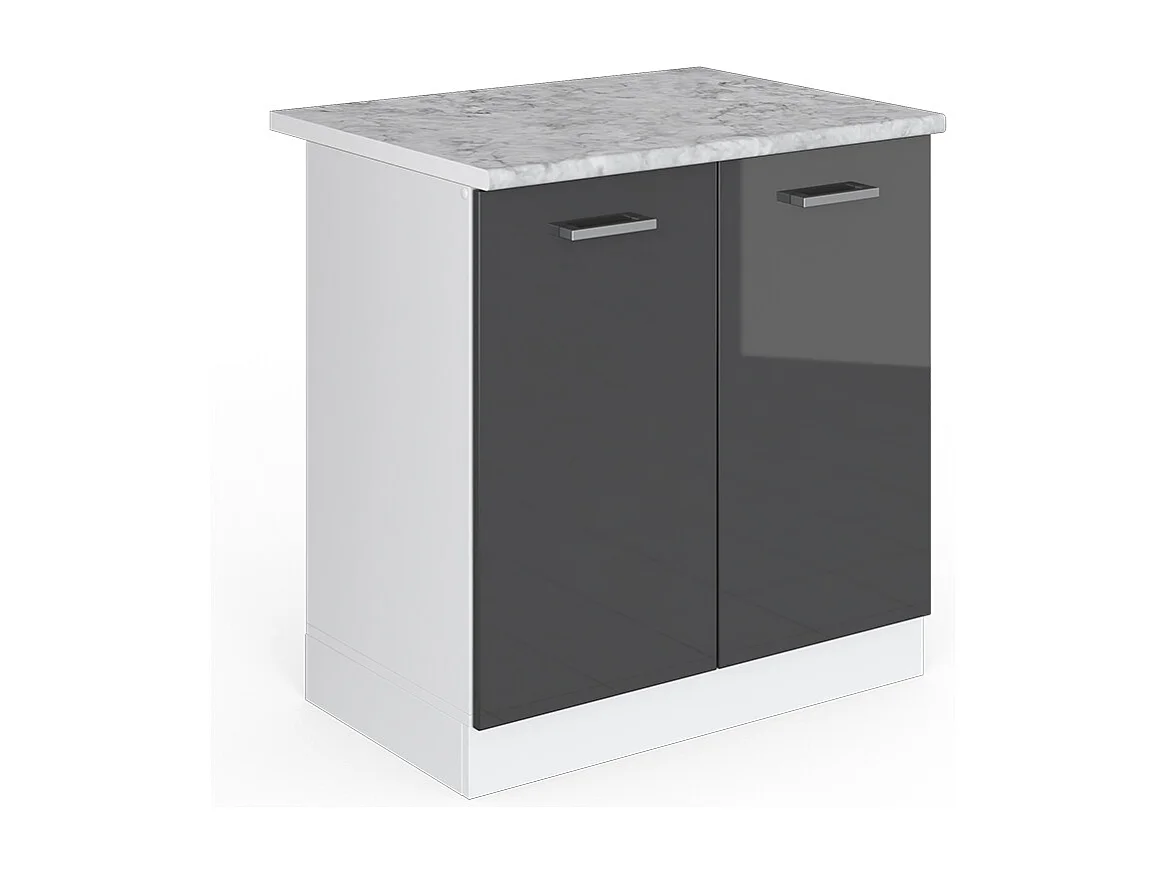 Meuble bas sous-évier anthracite haute brillance 80x60x81.6 r-line