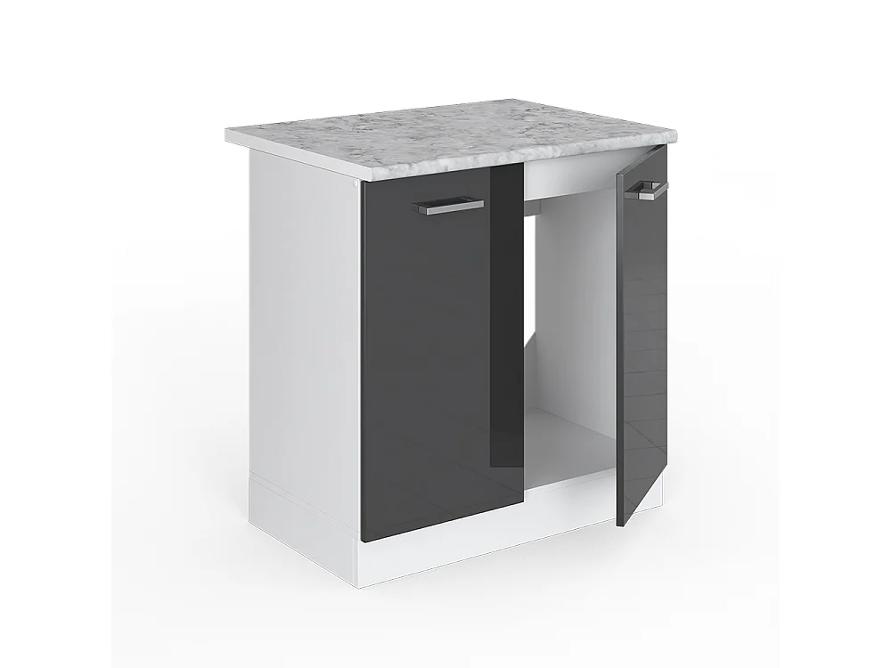 Meuble bas sous-évier anthracite haute brillance 80x60x81.6 r-line