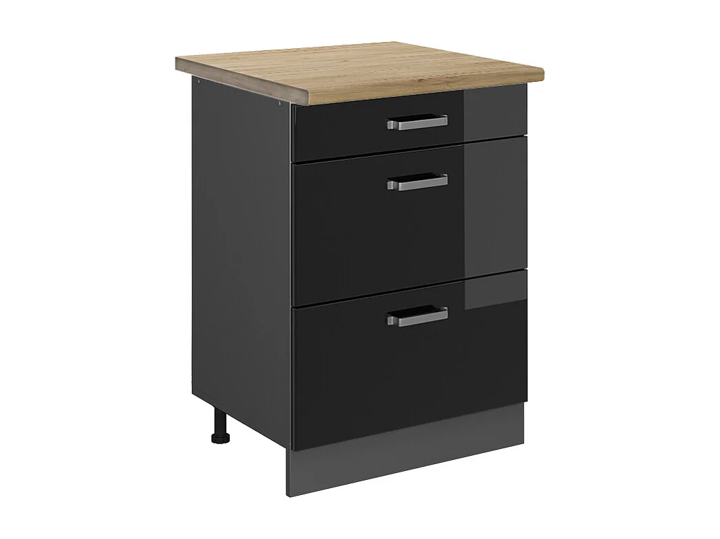 Mobiletto base per cucina nero lucido 60x60x81.6 r-line