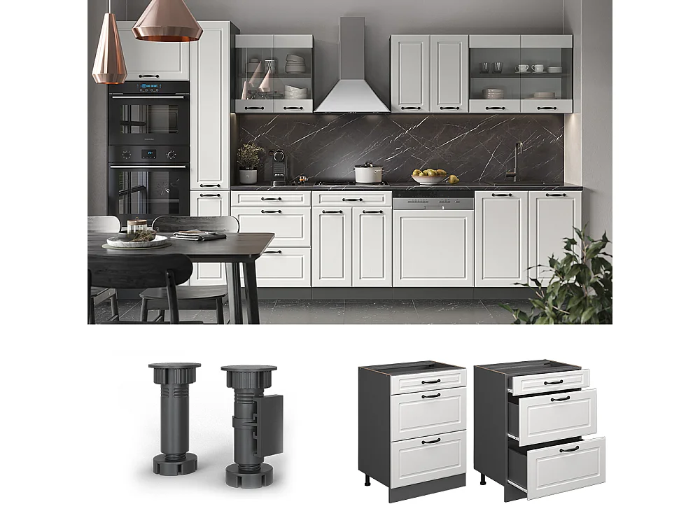 Meuble cuisine blanc campagne 60x60x81.6 r-line