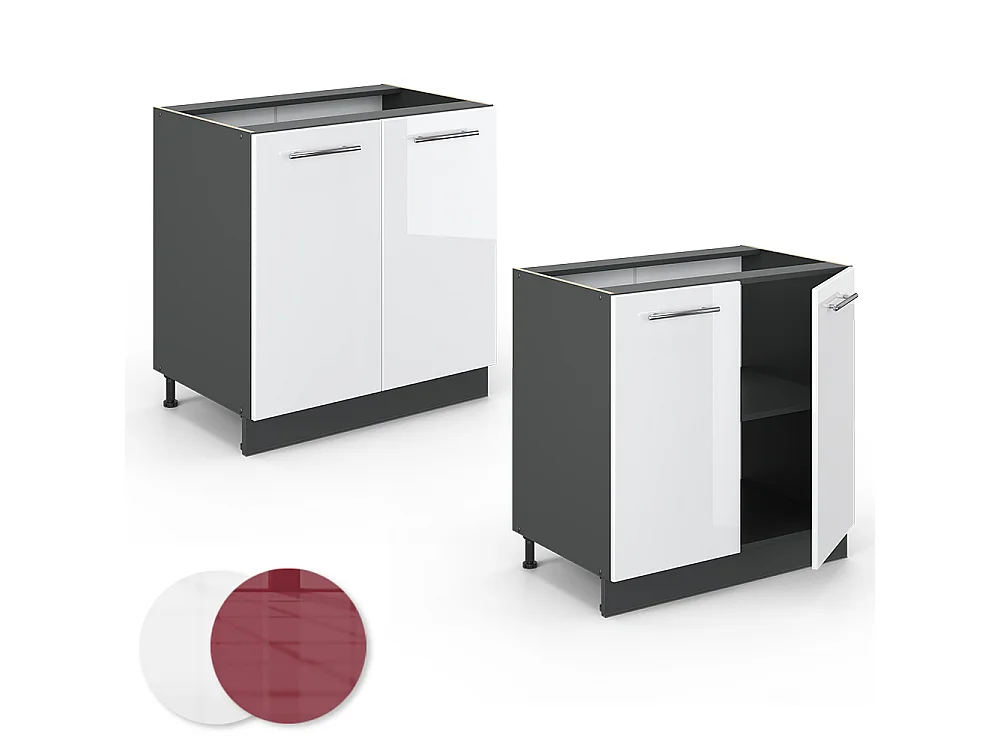 Keukenonderkast wit hoogglans/antraciet 80x51.6x82 fame-line