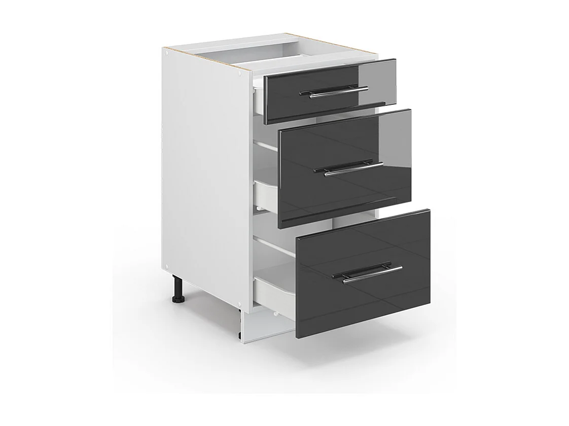 Mueble bajo de cocina antracita alto brillo 50x60x82 fame-line