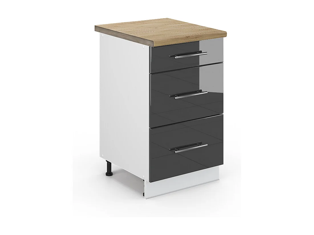Meuble cuisine anthracite haute brillance 50x60x82 fame-line