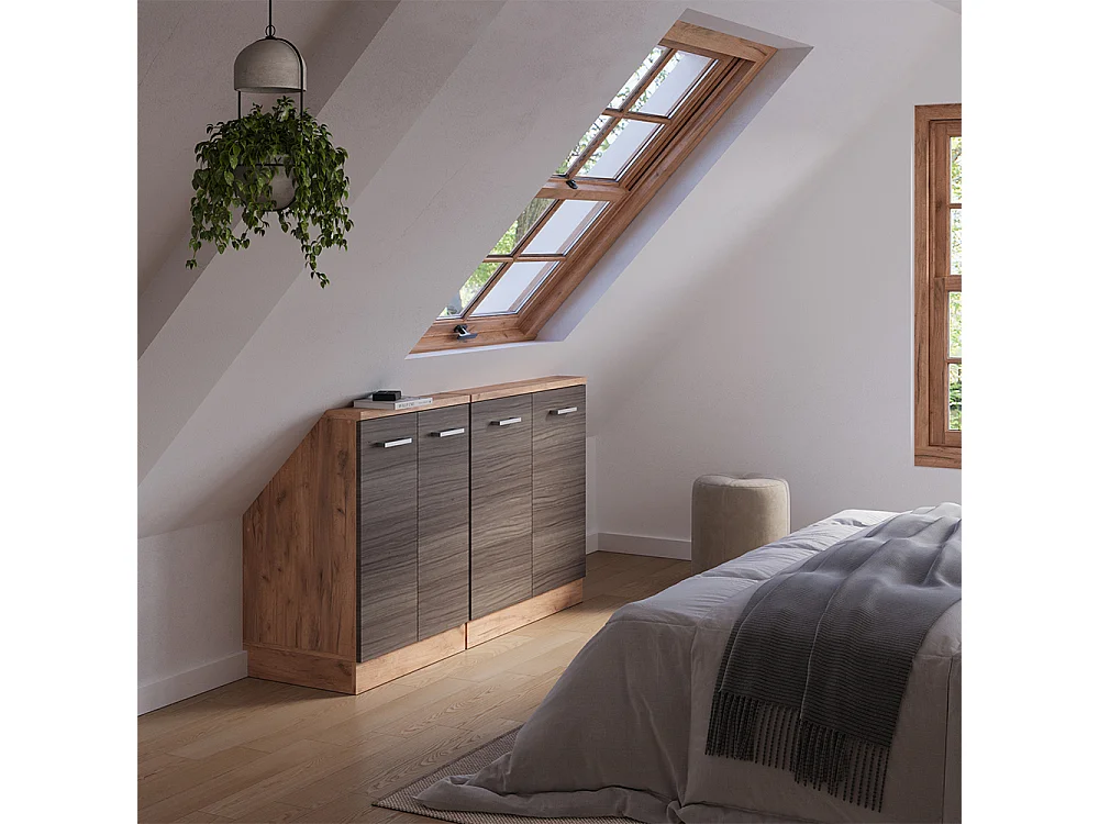 Armario de cocina para techo inclinado gris noble 140x46x81.6 r-line