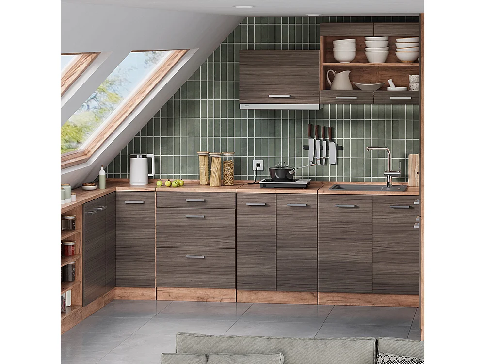 Meuble sous pente gris noble 140x46x81.6 r-line