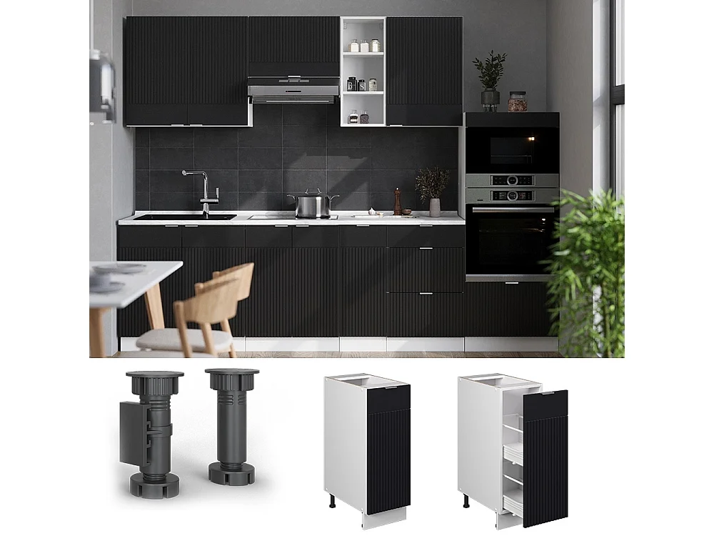 Apothekerschrank schwarz gestreift 30x51.6x82 fame-line
