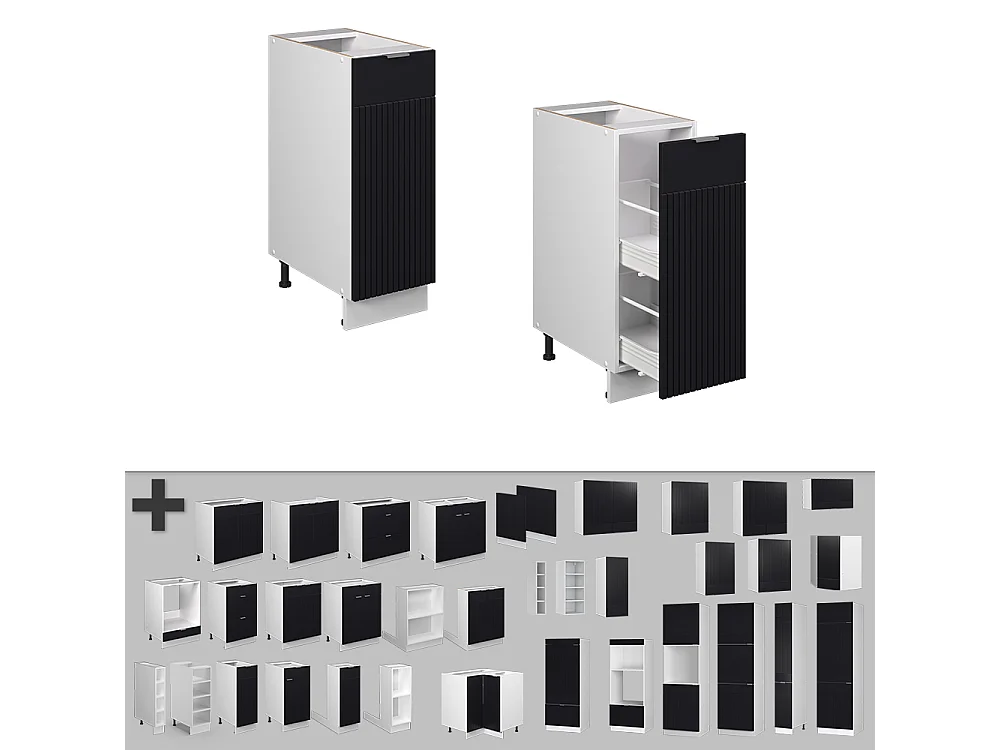 Apothekerschrank schwarz gestreift 30x51.6x82 fame-line