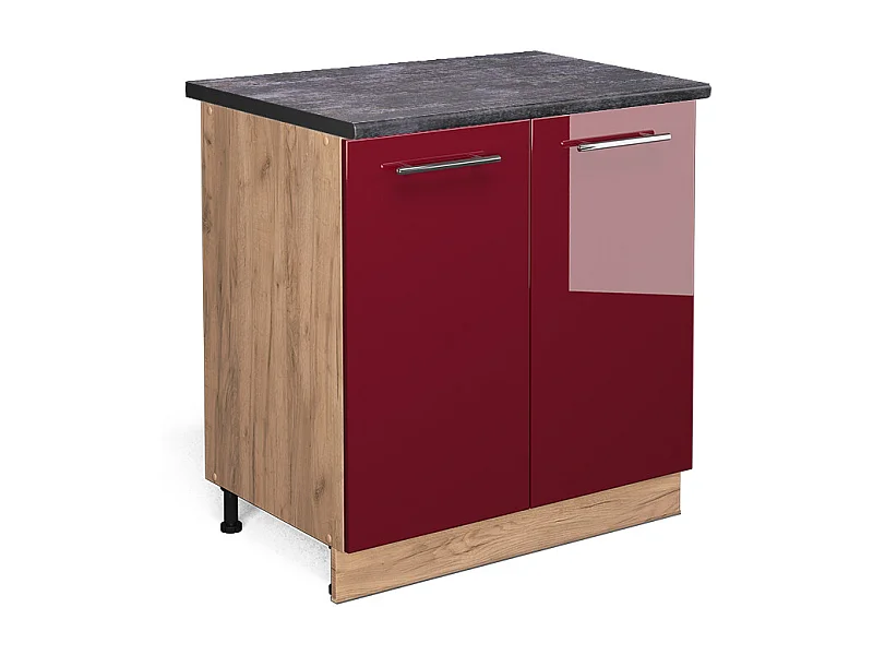 Mobiletto base cucina rosso bordeaux lucido 80x60x82 fame-line