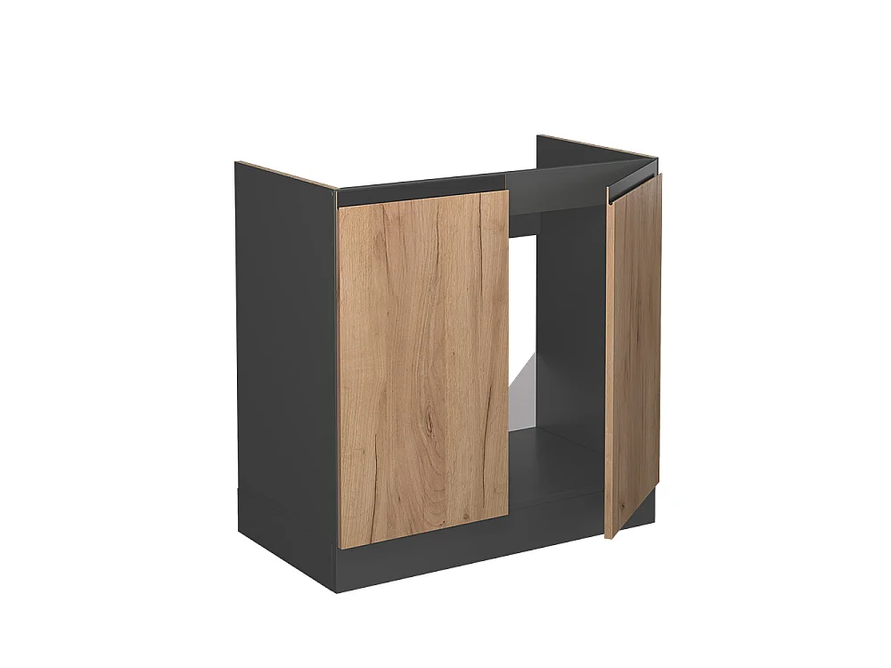Meuble bas sous-évier chêne de force doré 80x60x81.6 r-line