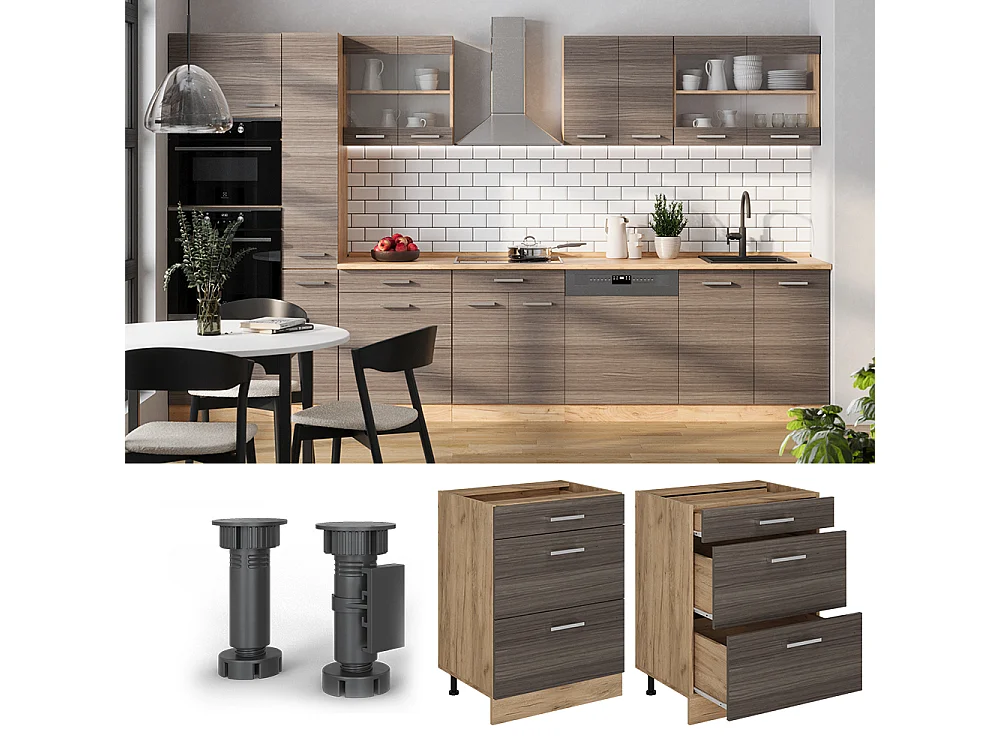 Mueble bajo de cocina gris noble 60x46x81.6 r-line