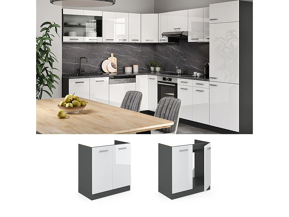 Mobile lavello cucina bianco lucido 80x60x81.6 r-line