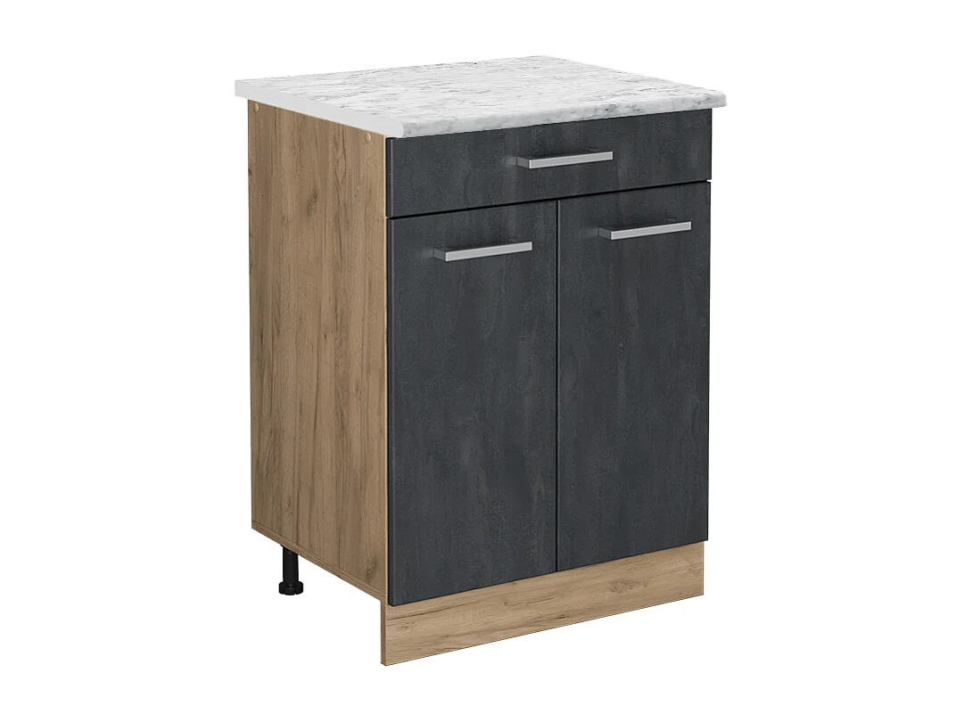 Keukenonderkast zwart beton 60x60x81.6 r-line