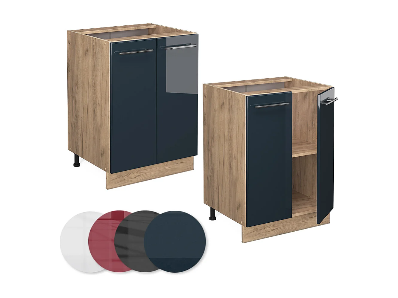 Mueble bajo de cocina azul oscuro alto brillo 60x60x82 fame-line