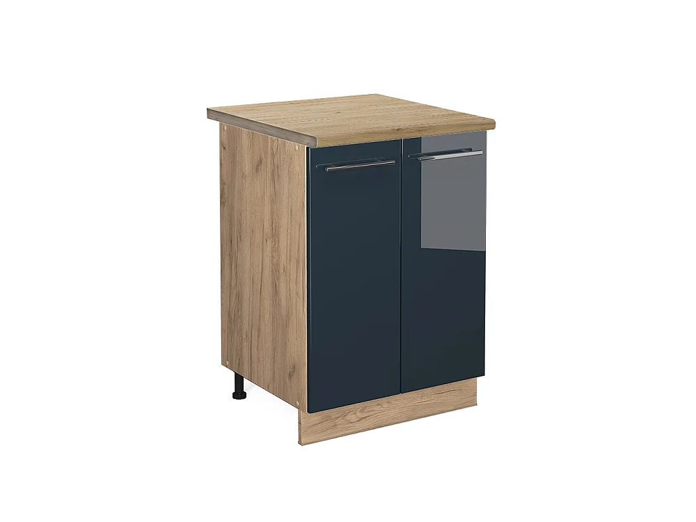 Meuble bas de cuisine bleu foncé brillant 60x60x82 fame-line