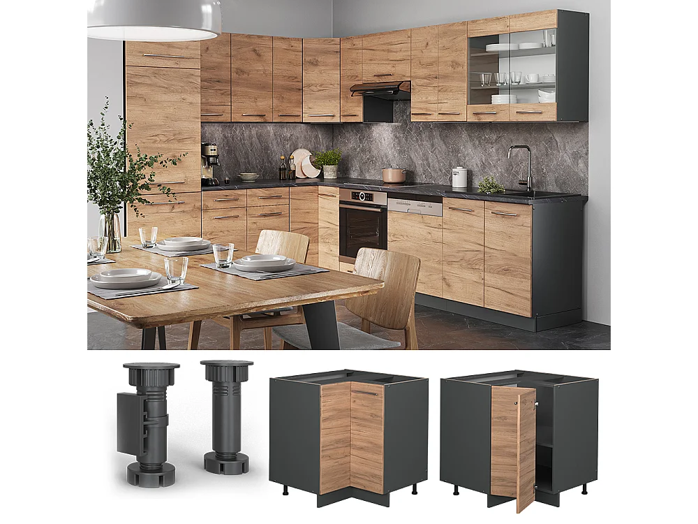 Eckunterschrank goldkraft eiche 80.5x60x82 fame-line
