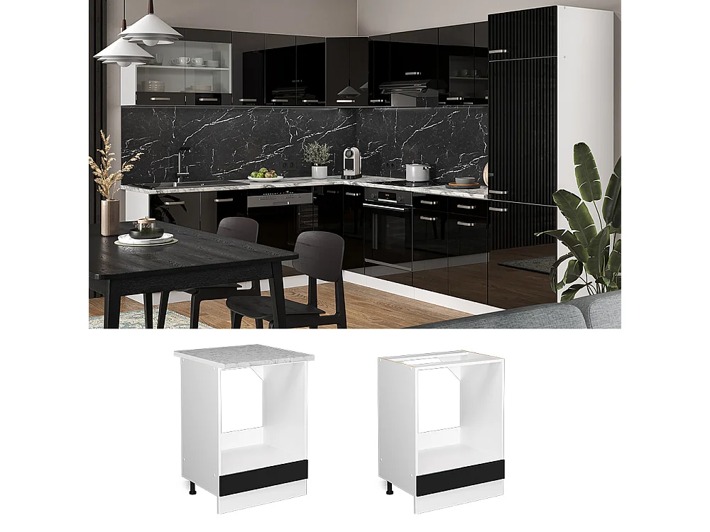 Armario para horno empotrado negro brillo intenso 60x46x81.6 r-line