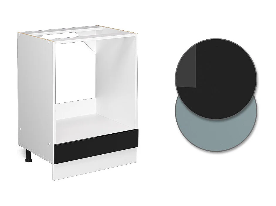 Meuble pour four noir haute brillance 60x46x81.6 r-line