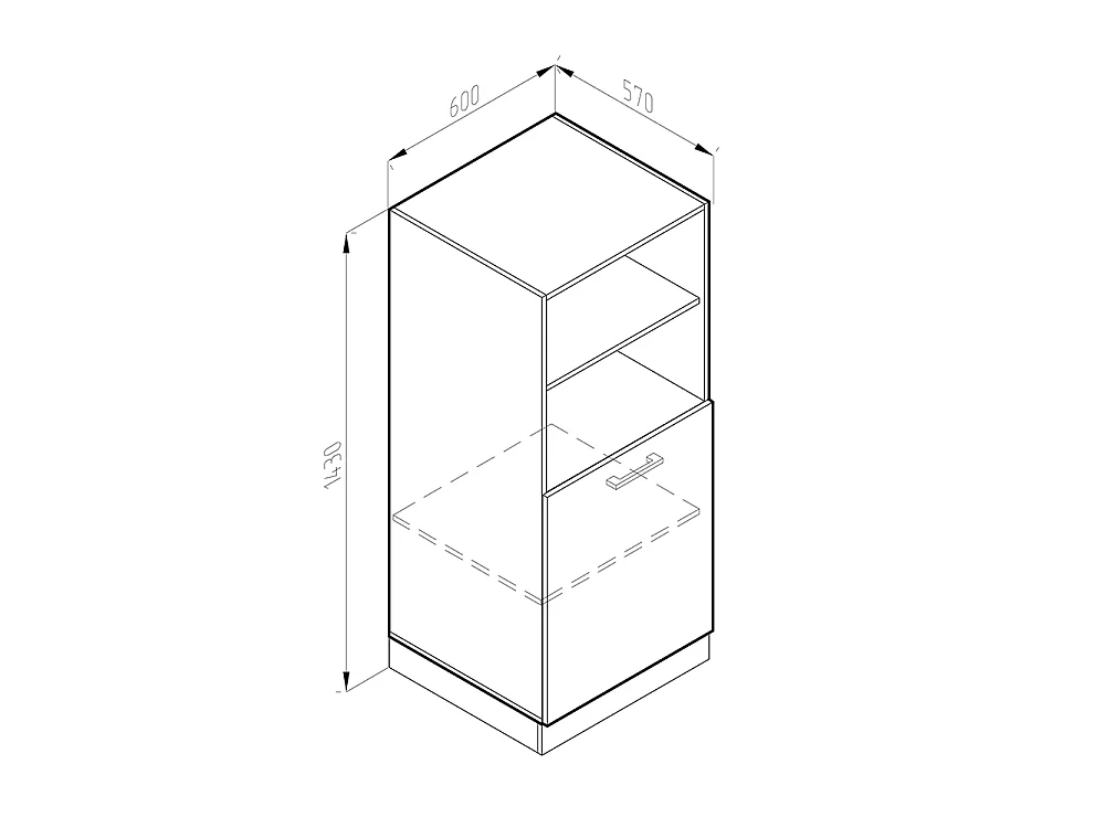 Oven housing cabinet white country house 60x57x143 r-line