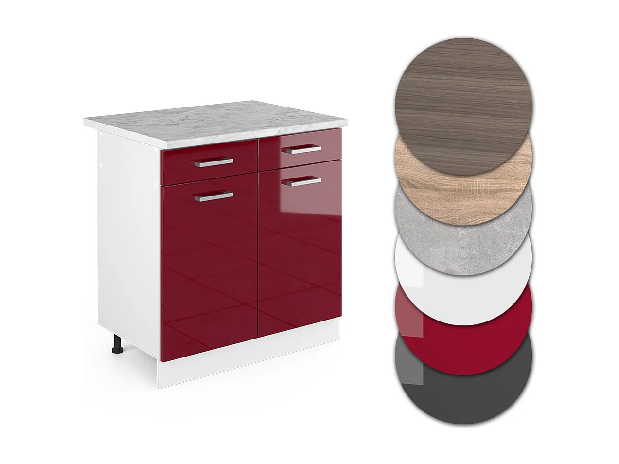 Meuble cuisine rouge brillant 80x60x81.6 r-line