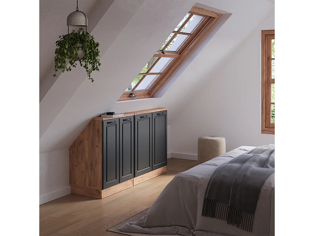 Meuble sous pente anthracite campagne 140x46x81.6 r-line